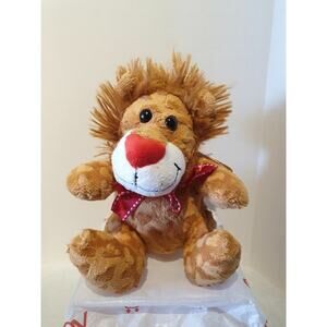 Red and Pink - Lion with Bow Tie Plush - 9"